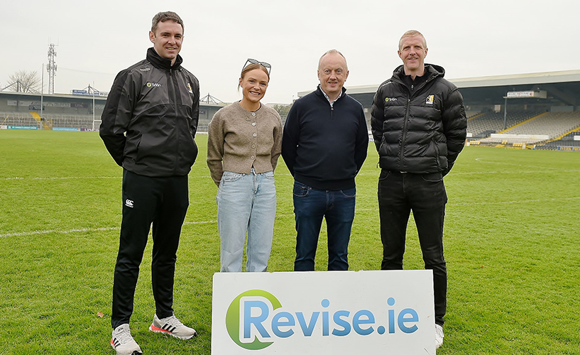 Bill Beckett, Laura Murphy, Carl Lynch and Henry Shefflin at Nowlan Park, Kilkenny for the Revise.ie Leinster GAA U19 Hurling Championship Sponsorship Launch